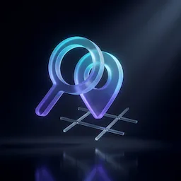 Magnifying glass over a glowing location pin